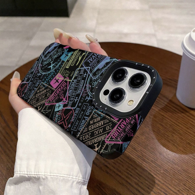 Foto de Funda con diseño de viaje negra.