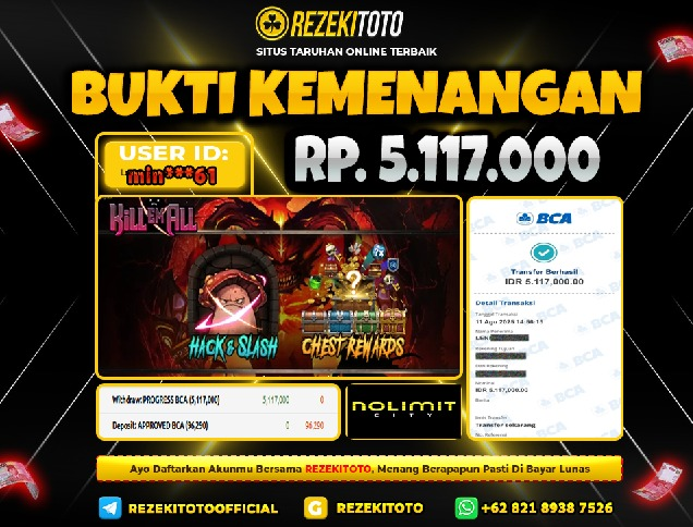 BUKTI KEMENANGAN 11 AGUSTUS 2025 KILL EM ALL 5 JUTA 