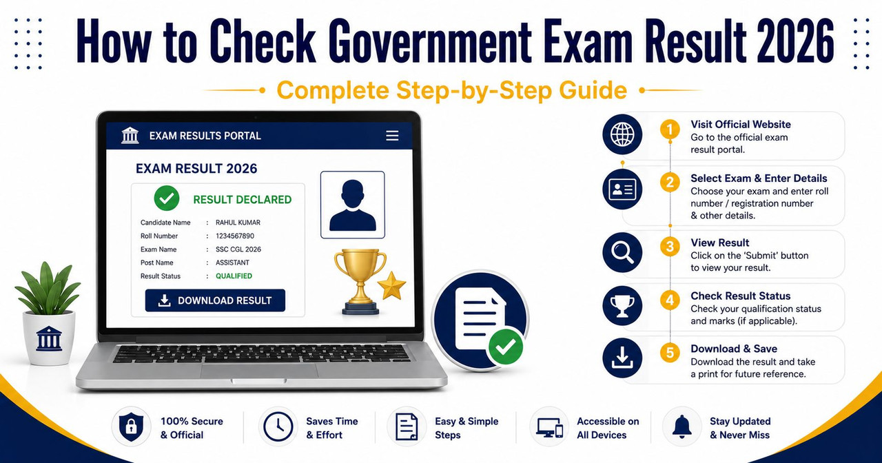 How to Check Government Exam Result 2026 - Step-by-Step Guide How to check government exam result 2026 step by step guide illustration