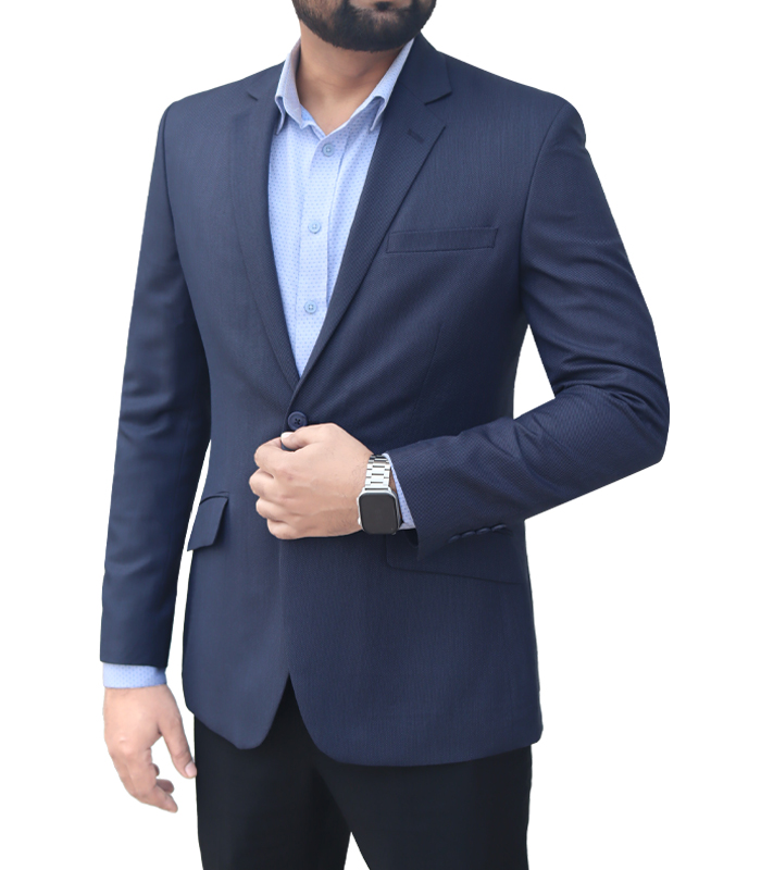 Formal Slim Blazer for Men Color: Navy Dott (28) - FIT ELEGANCE