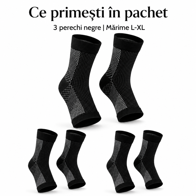 Set 3 perechi șosete compresive negre mărimea L-XL