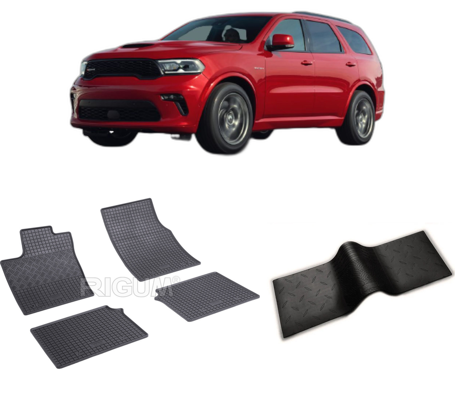 Set covorase auto DODGE DURANGO 3 WK2 FACELIFT 2 din 2021-PREZENT, cu covoras tunel median, CAROSERIE SUV, Presuri cauciuc 100%, compatibil cu autoturismul DODGE DURANGO 3 WK2 FACELIFT 2, Rigum