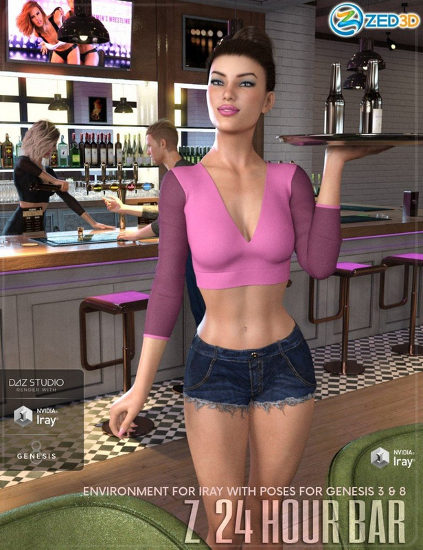 Z 24 Hour Bar - Environment with Poses for Genesis 3 and 8