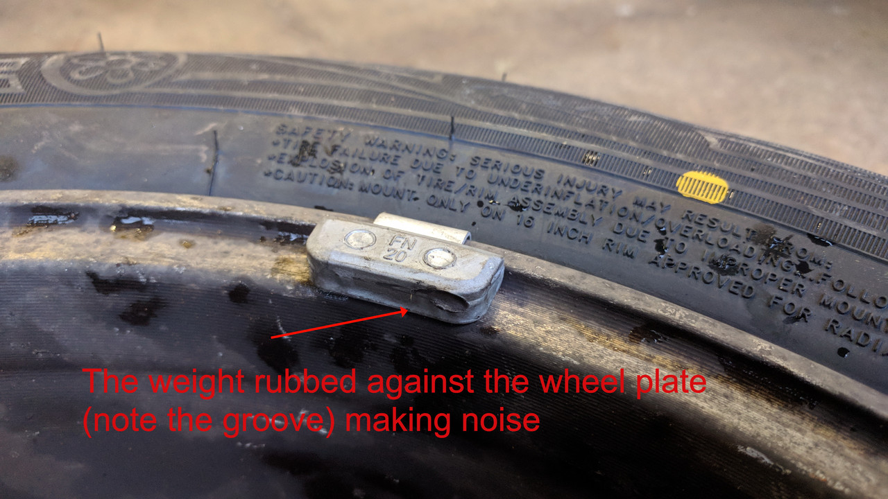 The culprit Balancing Weight on the inner side of the rim