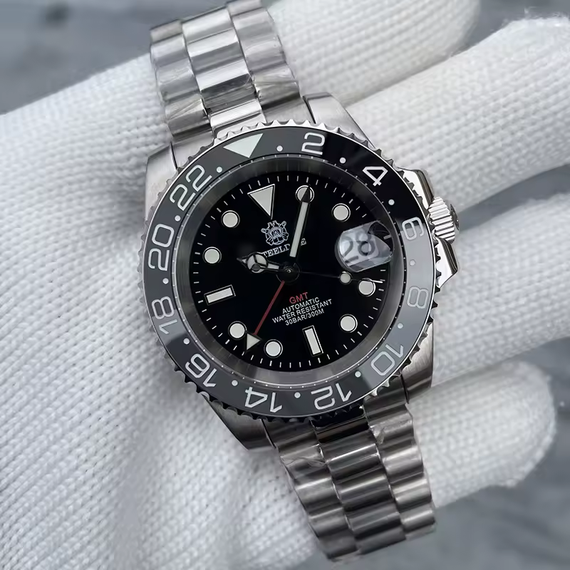 Steeldive SD1993 Black Sub GMT 300M Automatic Diver Watch