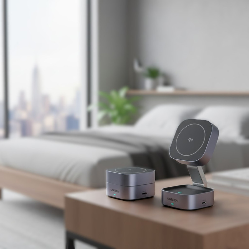 Carregador Ugreen 2 em 1 conectado a um notebook