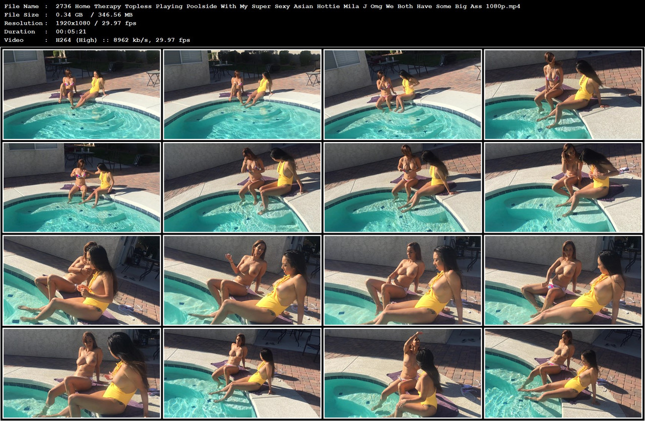 2736 Home Therapy Topless Playing Poolside With My Super Sexy Asian Hottie Mila J Omg We Both Have S