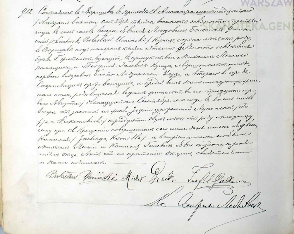 akt urodzenia Jadwigi Kamili Umińskiej