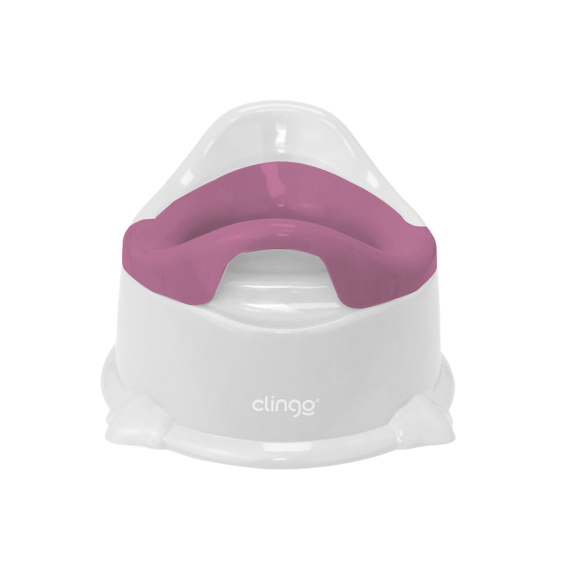 Troninho Infantil Potty Clingo Branco e Rosa Antirrespingo