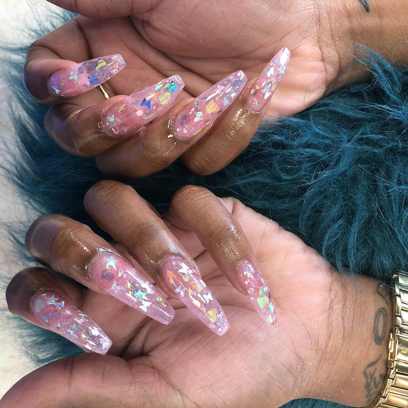 Pink glitter with star designs