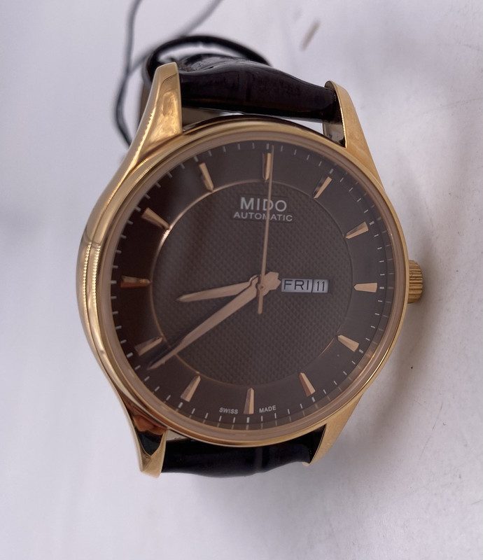 MIDO SWISS WATCH BROWN BAND WITH GOLD FACE 16-13 105 WOMENS