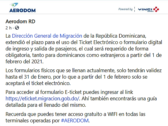 E-TICKET Pasajeros Entrada y Salida República Dominicana - Foro Punta Cana y República Dominicana