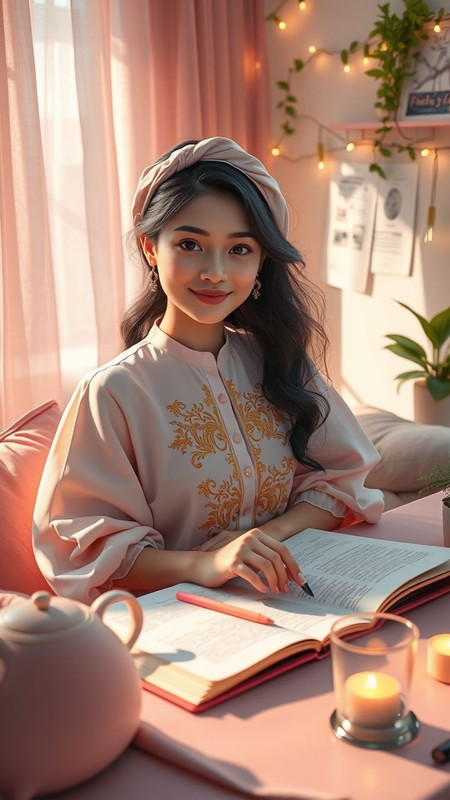 Confident Girl Studying