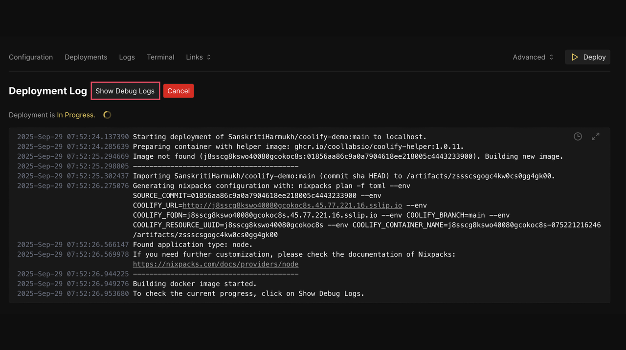 Show Debug Logs