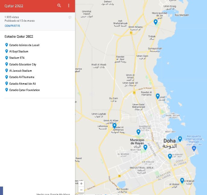 Mapa de estadios en Qatar 2022