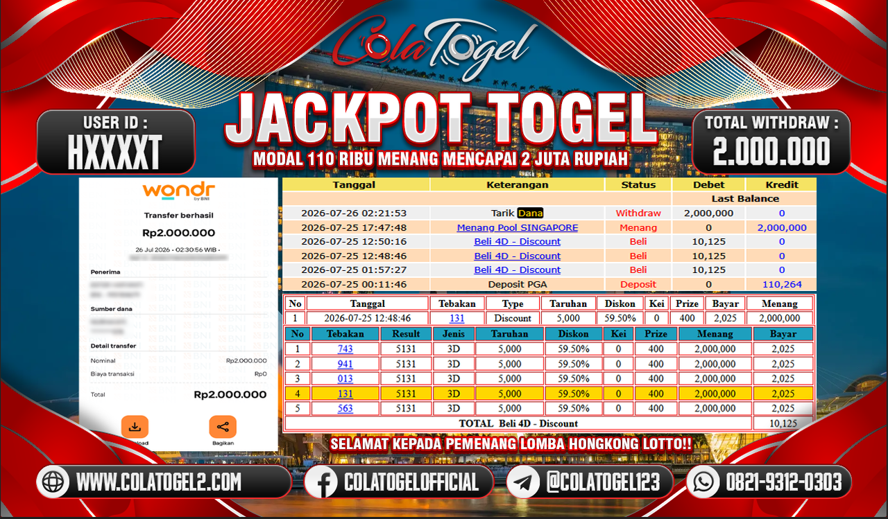 JACKPOT SINGAPORE POOLS!!
