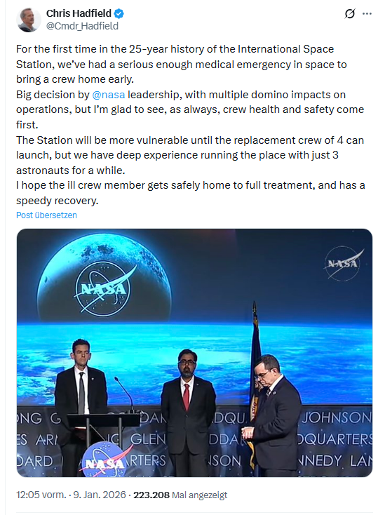 Medizinisches Problem auf der ISS