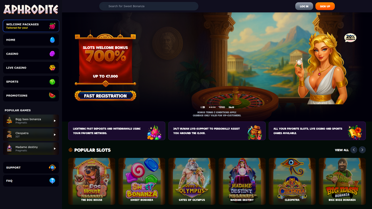 Aphrodite Casino Screenshot 1