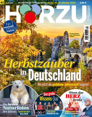 Cover: Hörzu Fernsehzeitschrift No 42 vom 14  Oktober 2022