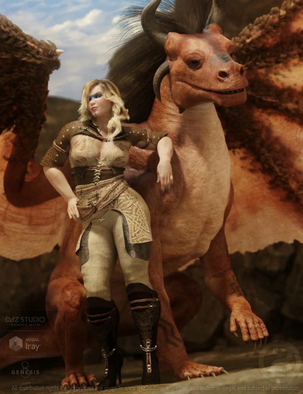 riding dragon for dragon 3 with dforce hair 00 main daz3d 1