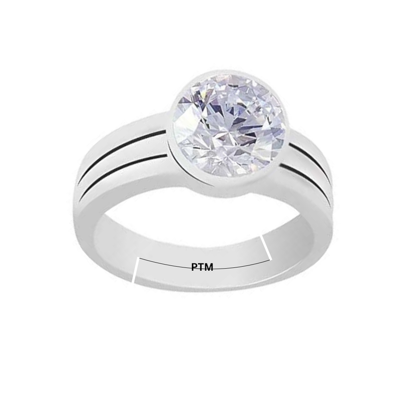 PTM American Diamon/Zircon 3.25 to 10.25 Ratti or 3.00 to 9.50 Carat Astrological Certified Gemstone Pure Sterling Silver/925 bis Hallmark Adjustable Ring for Men Women