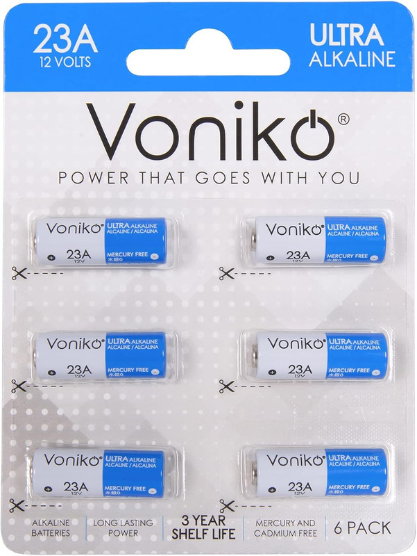 Voniko 23A 12V Alkaline Batteries 6 Pack Premium