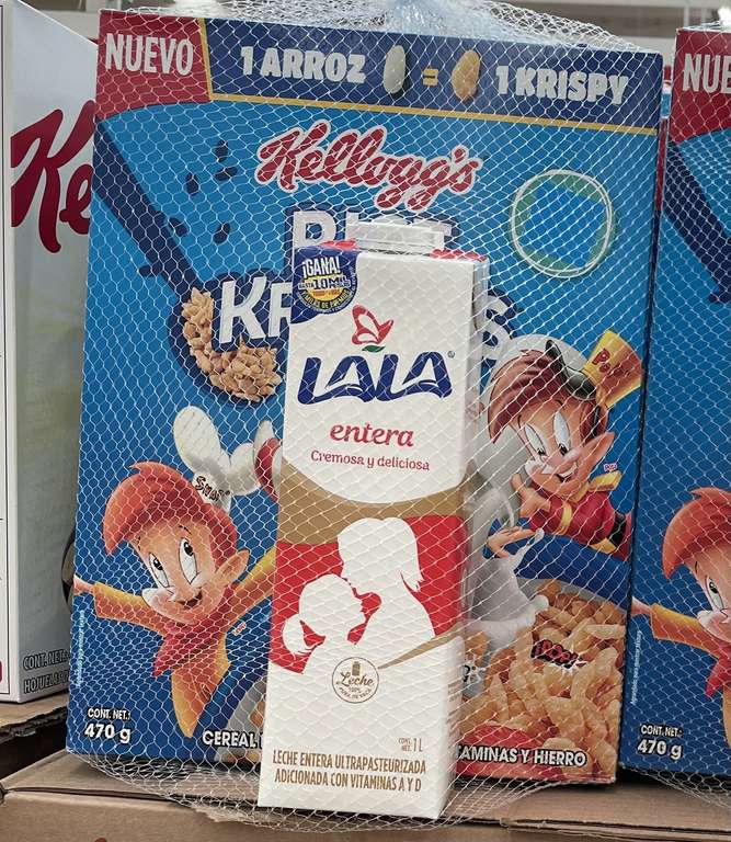 Soriana: Cereal Ricekirksipiskitrits + Leche Lala 1lt 
