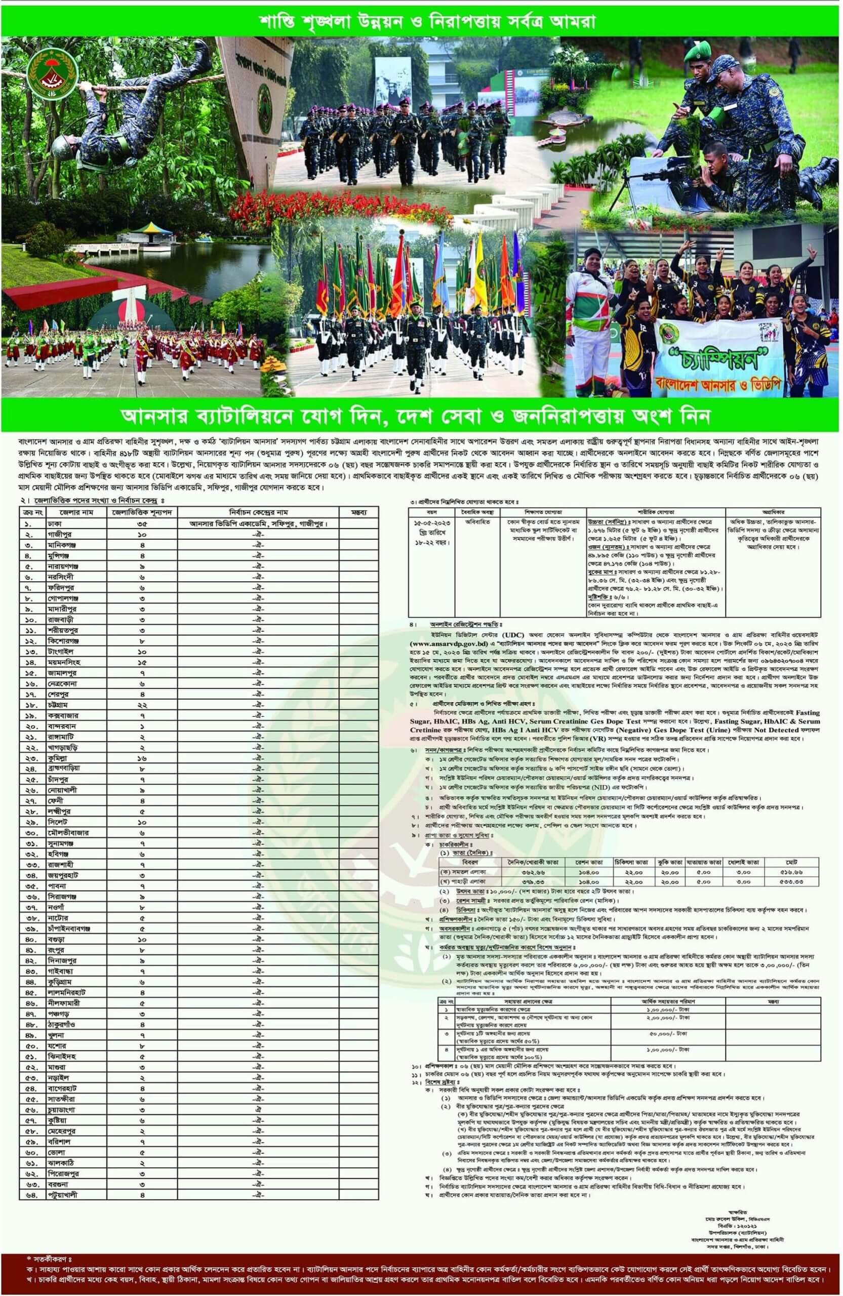 আনসার ও গ্রাম প্রতিরক্ষা বাহিনী নিয়োগ