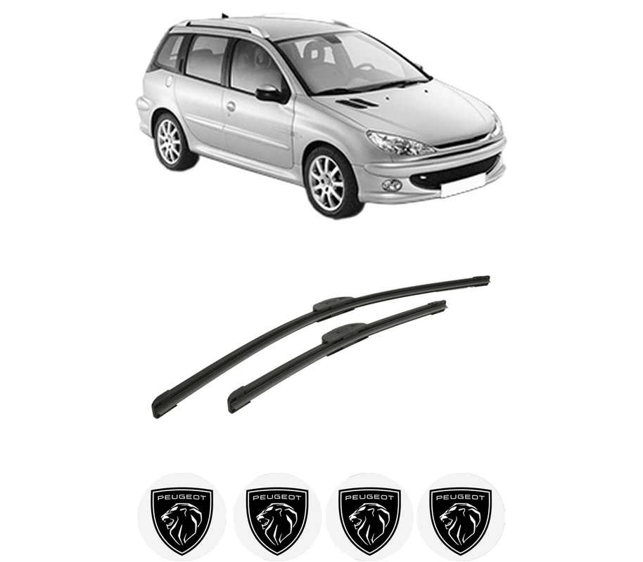 Set stergatoare auto PEUGEOT 206 SW (2E/K) din 2002-2008, pentru parbriz auto, 2 bucati, Bosch Aerotwin Retrofit, din cauciuc siliconat rezistent, 4 Stickere Auto PEUGEOT