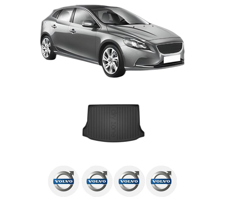 Tavita Portbagaj VOLVO V40 Hatchback (525) din 2012-2019, Protectie Portbagaj Auto, 4x Stickere auto cu VOLVO
