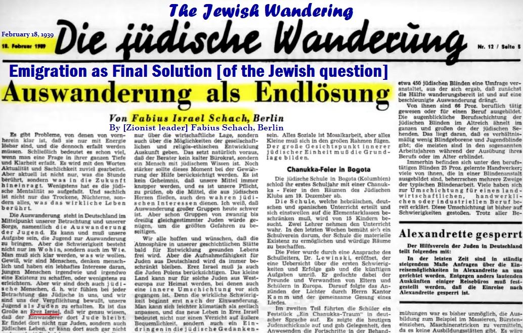 Holocaust - Die jüdische Wanderüng - February 1939 - Emigration as Final Solution of the Jewish ques