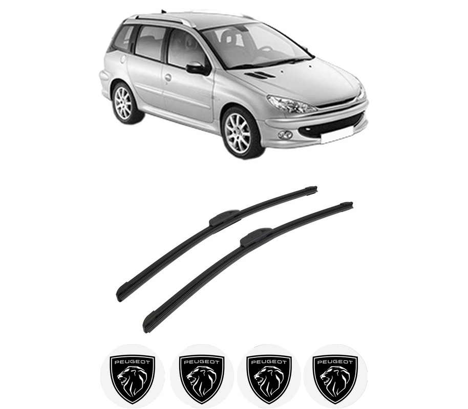 Set stergatoare auto PEUGEOT 206 SW (2E/K) din 2002-2008, pentru parbriz auto, 2 bucati, Bosch Aerotwin Retrofit, din cauciuc siliconat rezistent, 4 Stickere Auto PEUGEOT