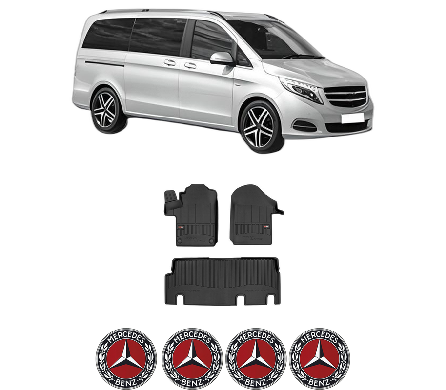 Set covorase presuri MERCEDES-BENZ VITO Mixto (Double Cabin) (W447) din 2014-2020, auto, din cauciuc thermoplastic, 4 Stickere auto cu MERCEDES-BENZ
