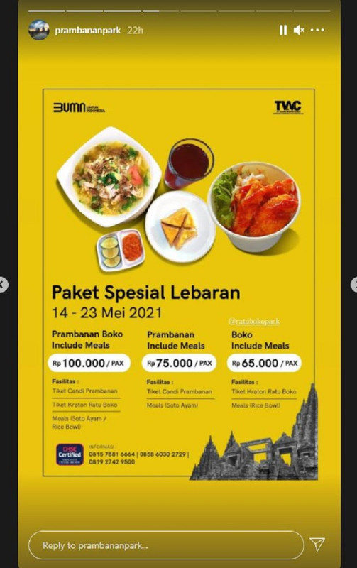 Paket Spesial Lebaran Candi Prambanan dan Ratu Boko selama Lebaran 2021
