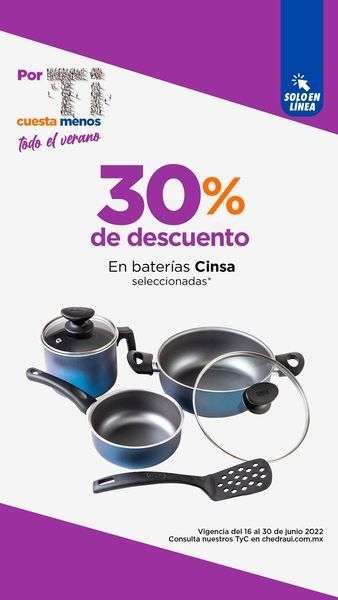 Chedraui: 30% de descuento en Baterías de cocina Cinsa seleccionadas (Exclusiva tienda en línea) 