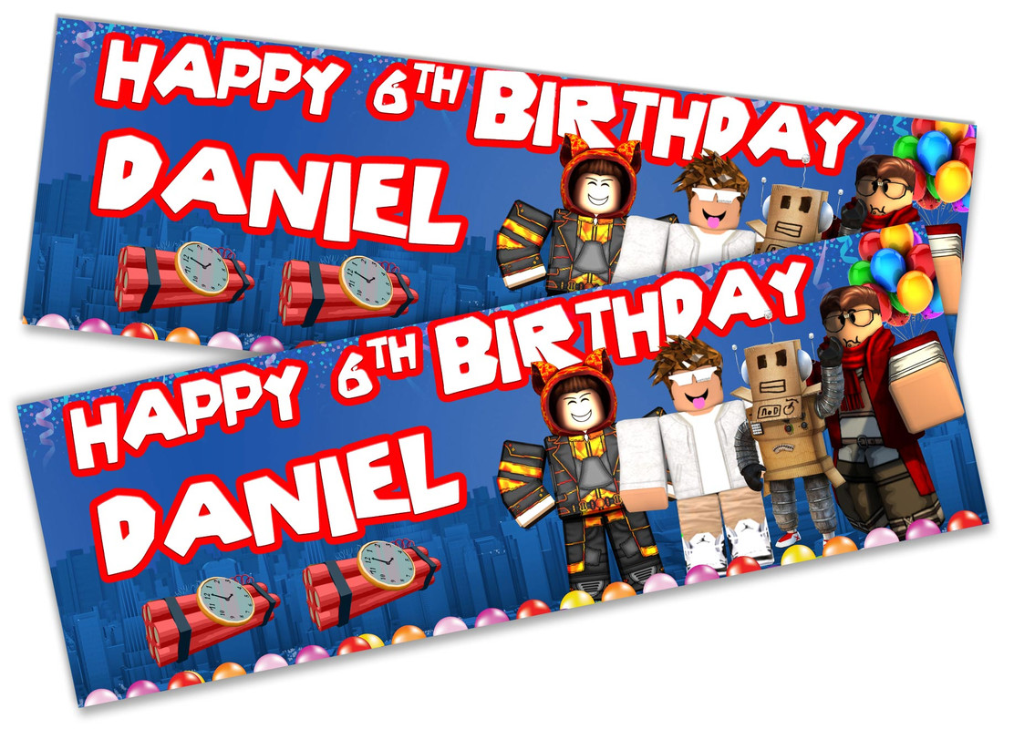 Personalised Roblox Birthday Party Banner Decorations Banners
