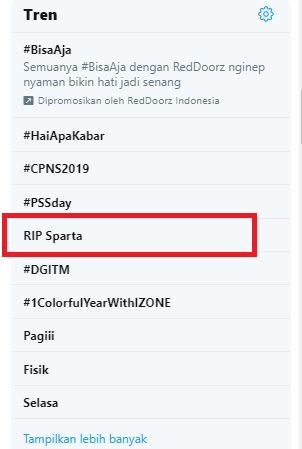 Sparta jadi trending di Twitter