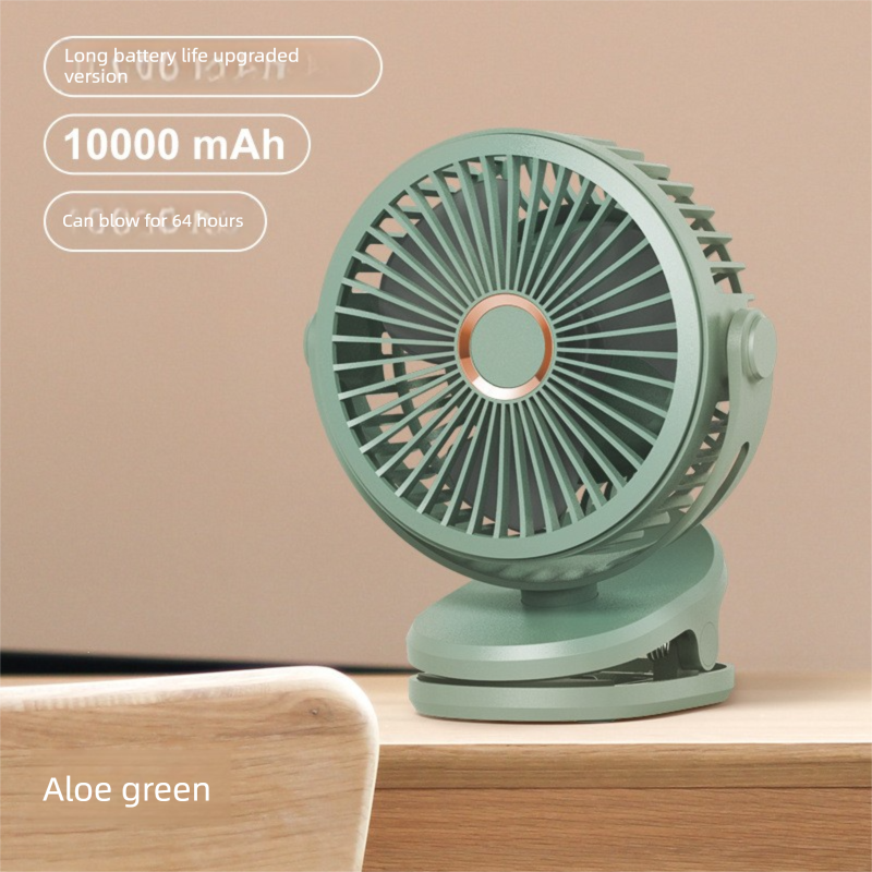 Green 10000mAh Portable Clip on Fan with 720 Degree Rotation 4 Speeds for Stroller Kitchen Office Desk Quiet Rechargeable Cooling Solution for Local Homes