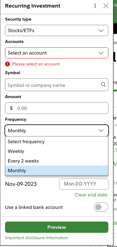 About recurring investments and orders