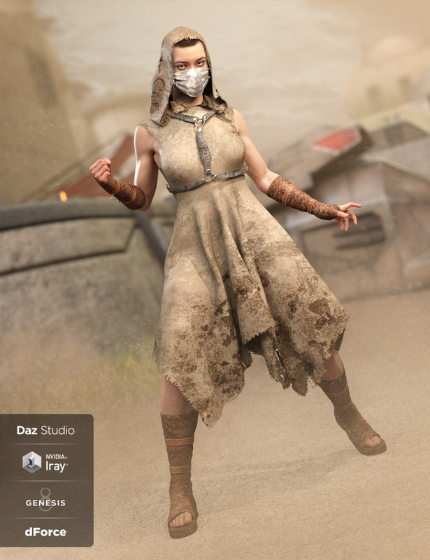 dForce CB Dystopian Dream Clothing Set for Genesis 8 Female(s)