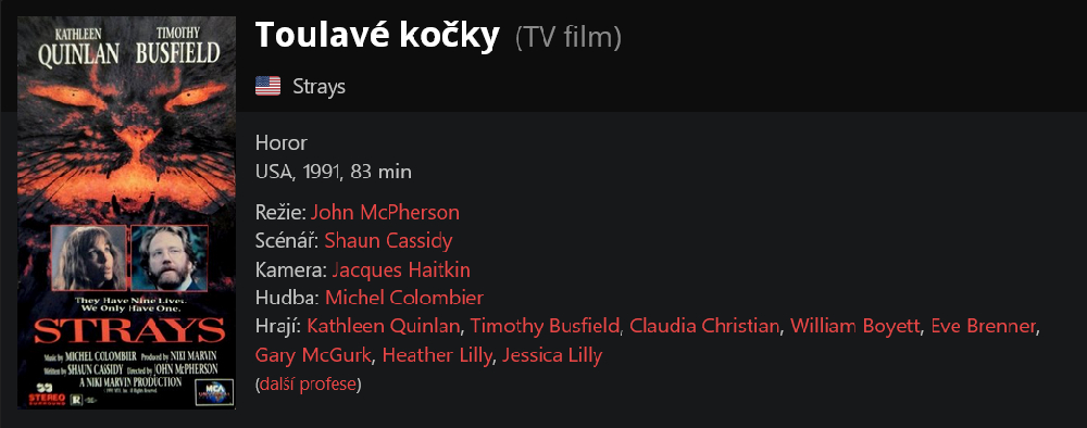 Toulavé kočky / Strays (1991)