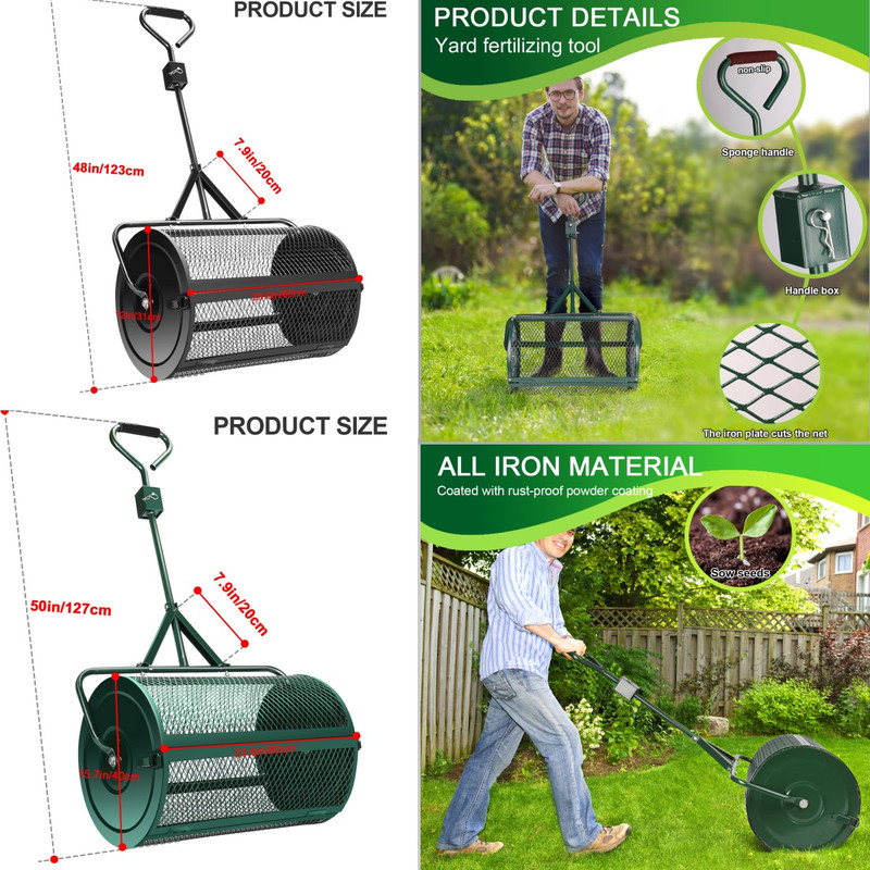 Épandeur à Compost Pour Pelouse Et Jardin,Epandeur à Engrais Rouleau ,Épandeur De Sol à Panier Grillagé, Épandeurs De Pelouses Épandeur De Jardin, Outil D'entretien De La Cour (Noir,60 X 123cm) 12 Épandeur à Compost Pour Pelouse Et Jardin,Epandeur à Engrais Rouleau ,Épandeur De Sol à Panier Grillagé, Épandeurs De Pelouses Épandeur De Jardin, Outil D'entretien De La Cour (Noir,60 X 123cm) -Flore Riche Soldes Magasin