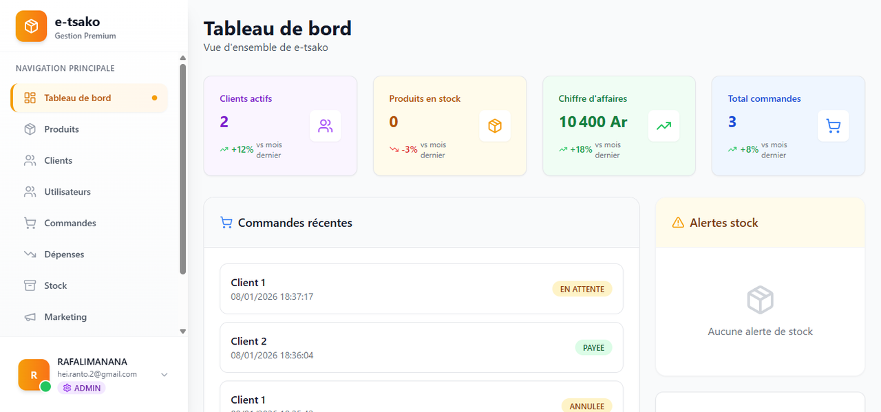 Suivi de vente E-Tsako