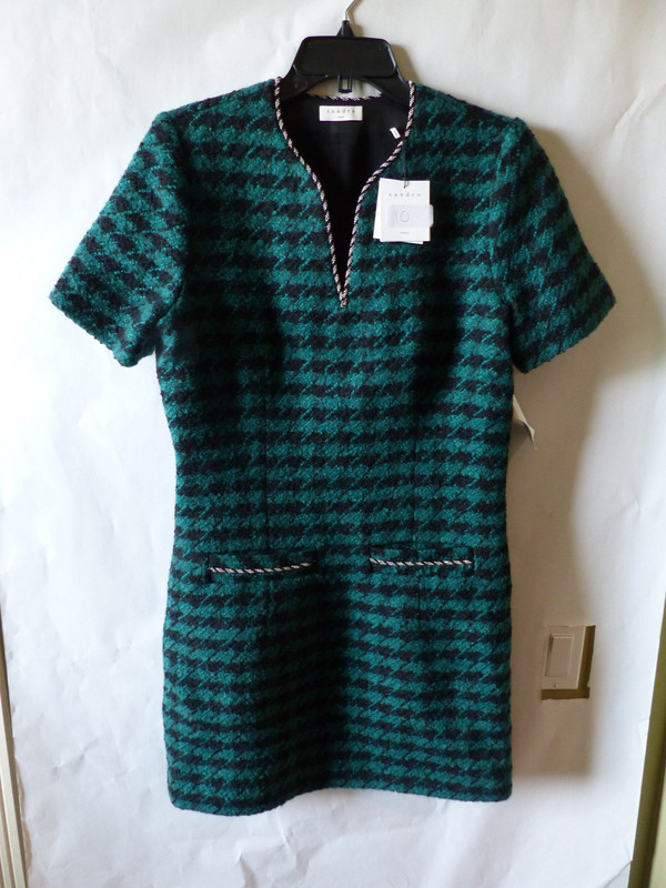 SANDRO PARIS CLYO SHORT TWEED DRESS WITH BRAID TRIM IN US WOMENS SIZE 40 SFPRO01490