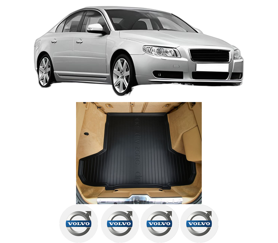 Tavita Portbagaj VOLVO S80 II (124) din 2006-2016, Protectie Portbagaj Auto, 4x Stickere auto cu VOLVO