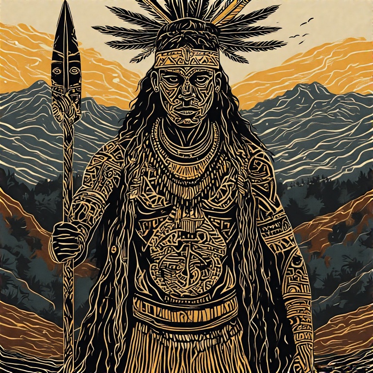 A-tribal-warrior-in-woodcut-st-31