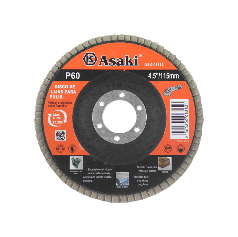 DISCO DE LIJAS P/PULIR P60 115MMX22.23MM ASAKI