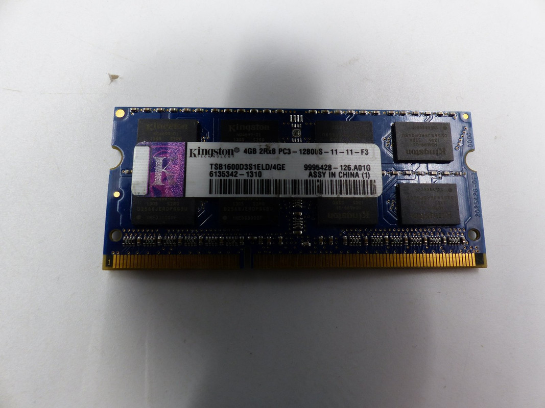 KINGSTON 4GB 2RX8 PC3-12800S-11-11-F3 MEMORY CARD 1600D3S1ELD/4GE310
