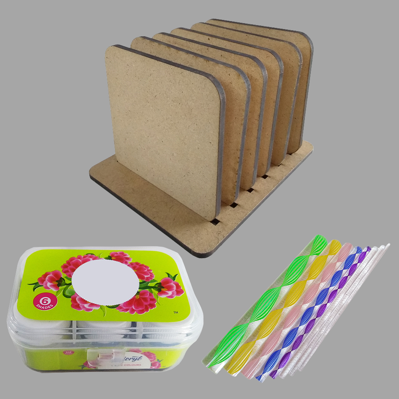 Dot Mandala on SquareTea Coasters with stand DIY Kit