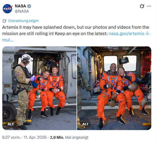 Geborgene Artemis II-Besatzung